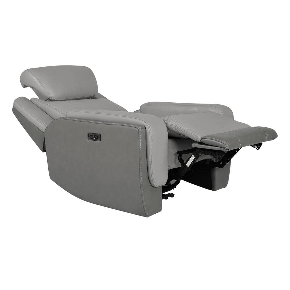 Rosalyn Gray Leather Zero Gravity Recliner with Metal Frame