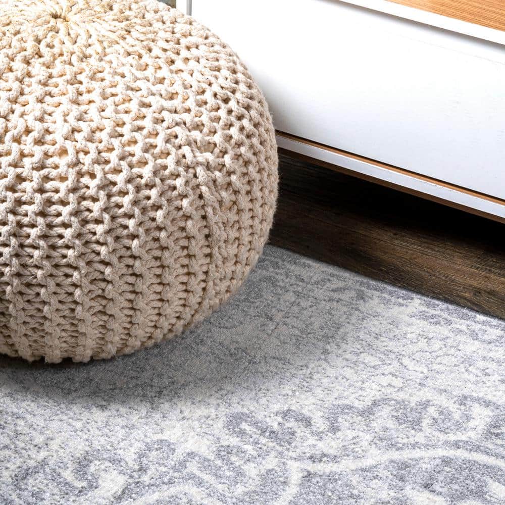 Elegant Cream/Grey Synthetic 2' x 10' Runner Rug