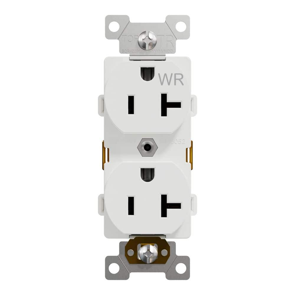 Leviton 20 Amp Industrial Grade Heavy Duty Self Grounding Duplex Outlet,  White R72-05352-0WS - The Home Depot