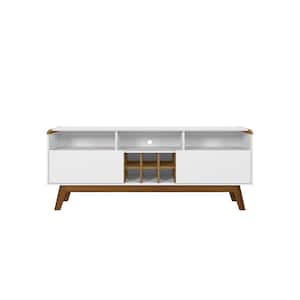 Camberly 62.99 in. White and Cinnamon TV Stand Fit's TV's up to 65 in. with Cable Management