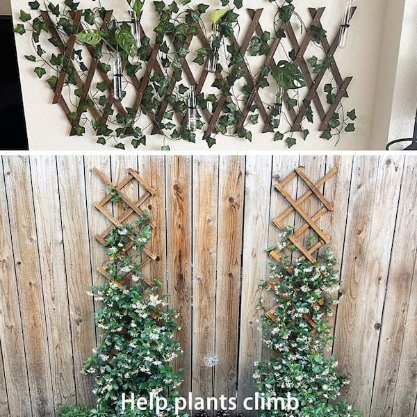 SenQWFa 67 Inch Wood Expandable Lattice Trellis 2 Pack Vertical