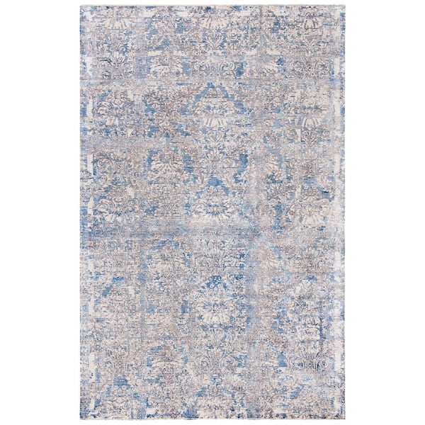 Mirage 6 ft. x 9 ft. Navy/Ivory Distressed Ornate Area Rug