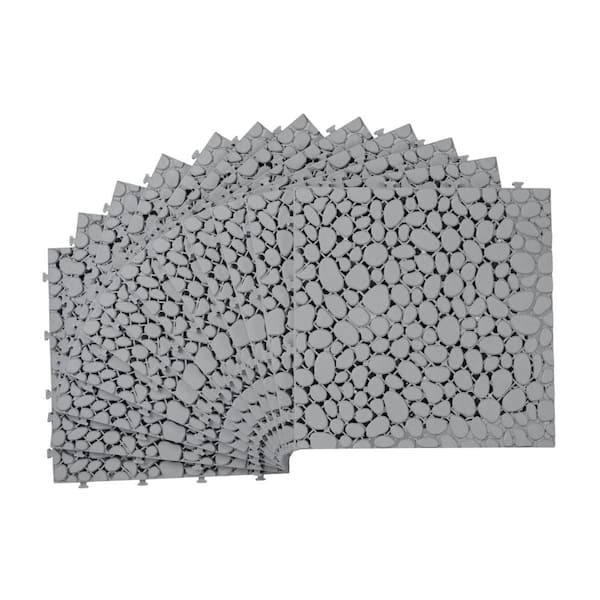 Unbranded All Weather Anti-slip Gray Waterproof PVC 1 ft. x 1 ft. Interlocking Deck Tiles (12-Pieces)