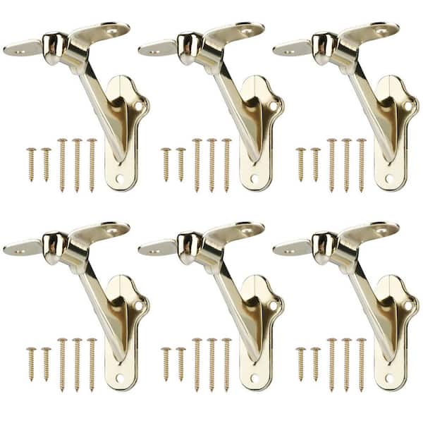 3 in. Heavy Duty Hand Rail Brackets for Stairways Railing with Screws, Gold (6-Pack)