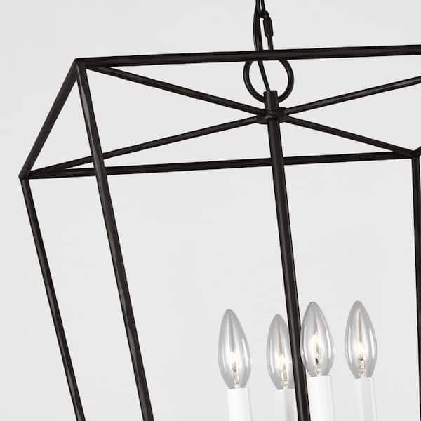 Generation Lighting - Viota Medium 4-Light Aged Iron Dining Room Entry Hallway Transitional Pendant Light
