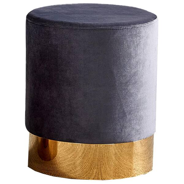 Best Master Furniture Emma 17 in. H x 14.5 in. W x 14.5 in. D Velvet Gray Round Stool