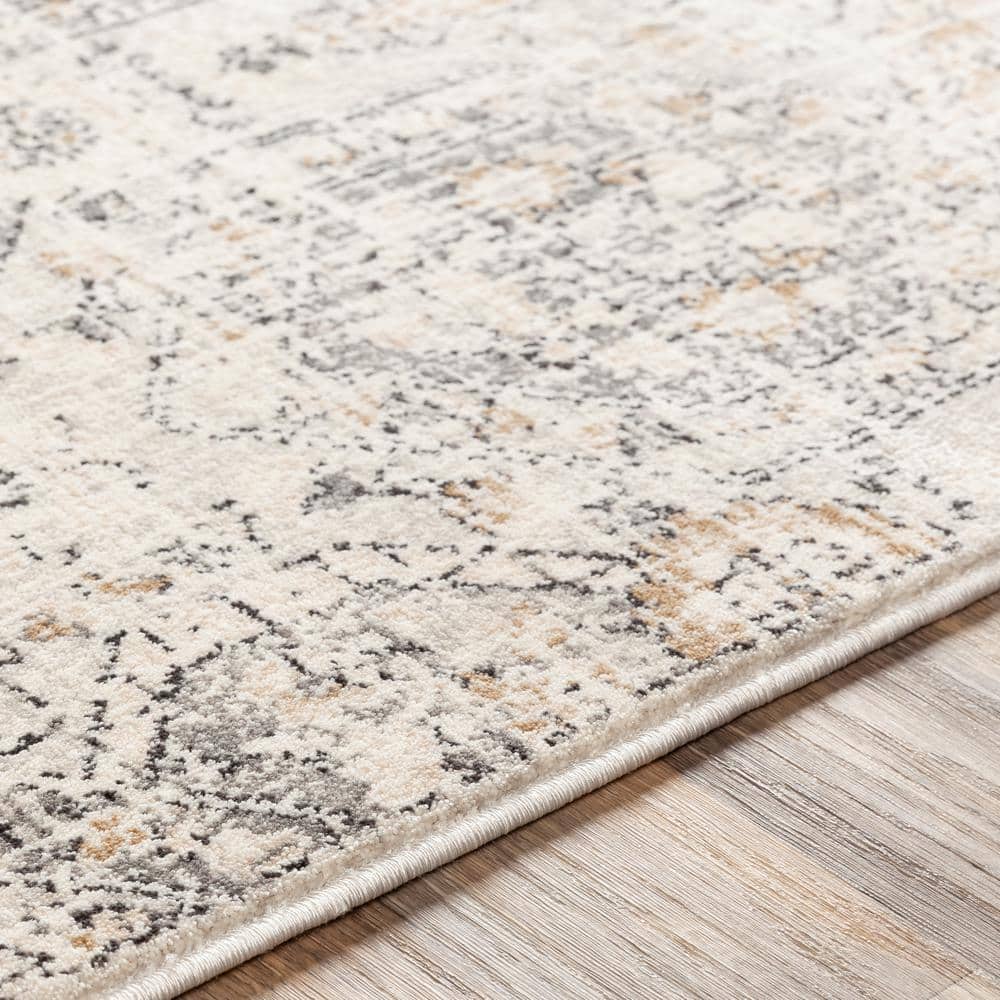 Beige Rectangular Stain-Resistant Synthetic Area Rug, 9' x 7'