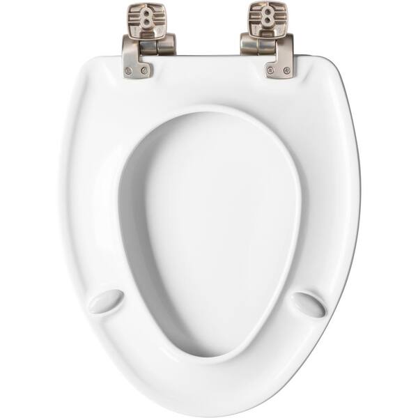 Elongated Cushioned Vinyl Toilet Seat Never Loosens Chrome Hinges White -  Mayfair By Bemis : Target