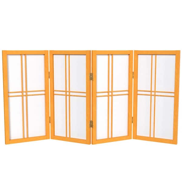 Oriental Furniture 2 ft. Short Desktop Double Cross Shoji Screen - Honey - 4 Panels