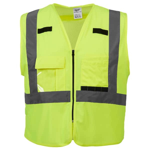 Milwaukee Large/X-Large Yellow Class 2 High Visibility Safety Vest with 10 Pockets