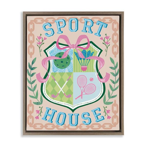 Preppy Coast Emblem by Jo Reid Brown Floater Frame Sports Graphic Art Print 31 in. x 25 in.