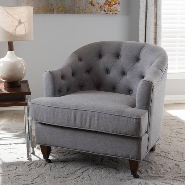 Baxton Studio Jilian Light Gray Fabric Upholstered Accent Chair