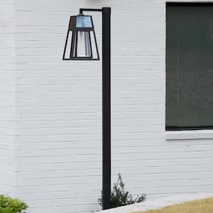 Aria 98 in. 1-Light Black Aluminum Solar Outdoor Commercial Waterproof Post Light Set with LED Light Bulb Included