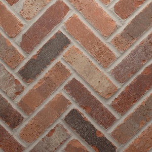 28 in. x 12.5 in. x 0.5 in. Brick Webb Herringbone Bridgewater Thin Brick Sheets (Box of 5-Sheets)