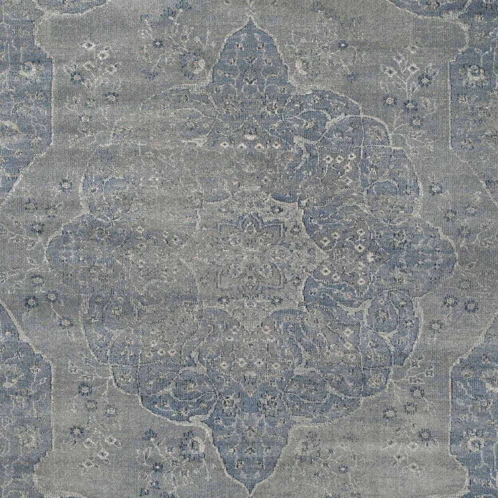 Reversible Gray Wool-Blend 95'' Transitional Area Rug