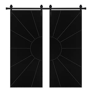 Modern Sun Designed 48 in. x 84 in. MDF Panel Black Painted Double Sliding Barn Door with Hardware Kit