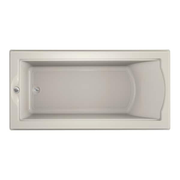 JACUZZI Fuzion 70.7 in. x 35.4 in. Rectangular Soaking Bathtub with Reversible Drain in Oyster