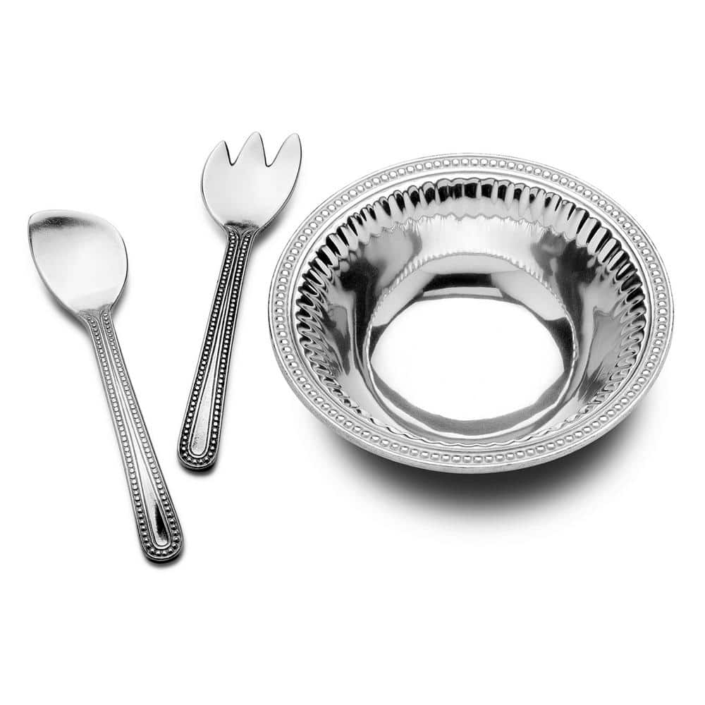Wilton Armetale Flutes and Pearls Large 3-Piece Salad Set 272106 - The Home Depot