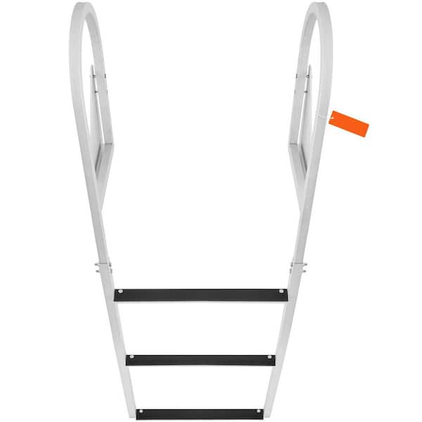 Dock Ladder, Flip-Up 3 Steps, Standard, Aluminum Alloy, Dock Ladder, Pontoon Boat Ladder with 2 in. Wide Step