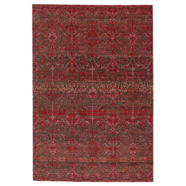 Jaipur Living Eudora Red/Taupe 8 ft. 10 in. x 12 ft. Trellis Rectangle Indoor/Outdoor Area Rug