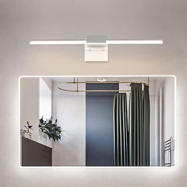 Modern 23.74 in. 1-Light White Dimmable 12-Watt LED Vanity Light Fixtures Bathroom Wall Lights Over Mirror
