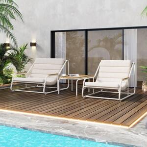 オイスター 3-piece Set of Metal Outdoor Patio Pool Chaise Lounge, with