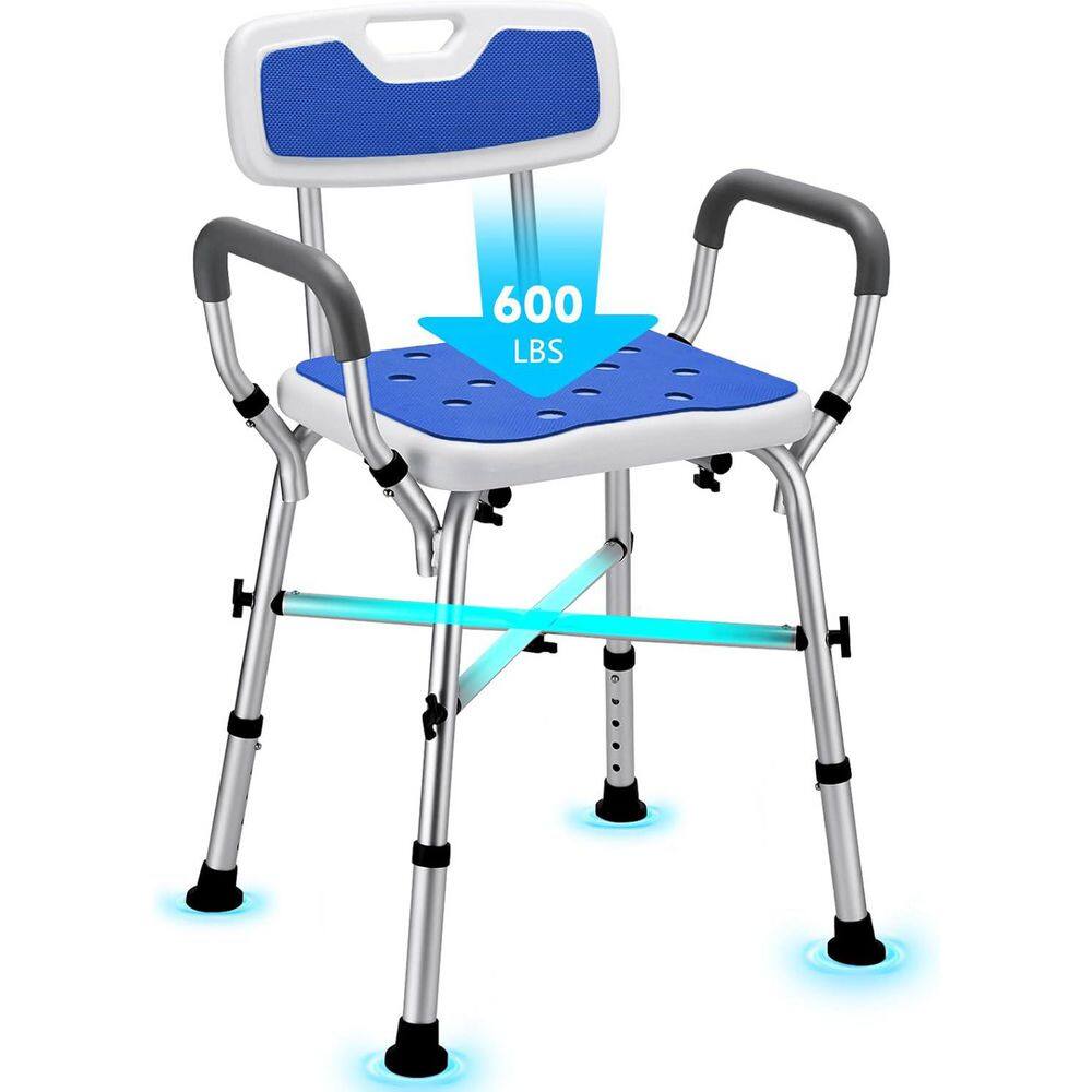 20 in. W Freestanding Height Adjustable Arms and Back Shower Chair 28.5-32.5 in. Blue Finish price history on PriceWatchPro