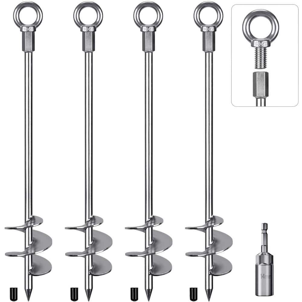 24'' Fully Welded Ground Anchors Screw in, 3'' Wider Spiral Earth Anchor for Swing Set, 4pcs Mobile Home Anchors, price history on PriceWatchPro