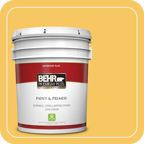 BEHR PREMIUM PLUS 5 gal. #P280-5 Little Sun Dress Flat Low Odor Interior Paint & Primer
