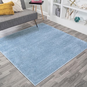 Haze Solid Low-Pile Classic Blue 7 ft. Square Area Rug