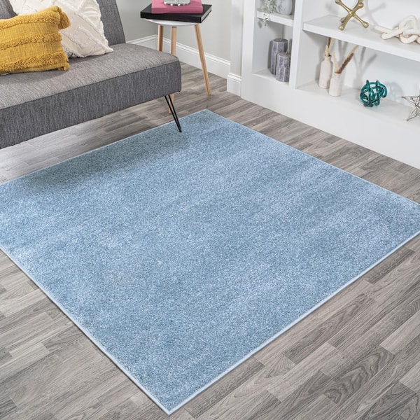 Haze Solid Low-Pile Classic Blue 9 ft. Square Area Rug