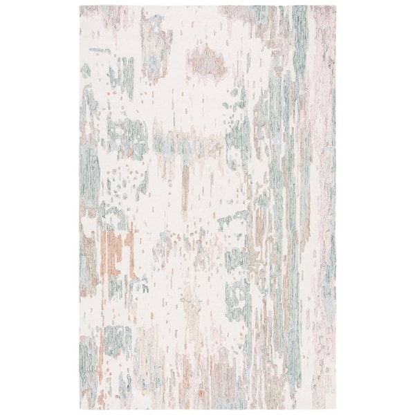 SAFAVIEH Metro Ivory/Green 5 ft. x 8 ft. Distressed Abstract Area Rug
