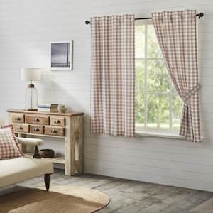 Annie Buffalo Check 36 in W x 63 in L Light Filtering Rod Pocket Window Panel in Portabella White Pair
