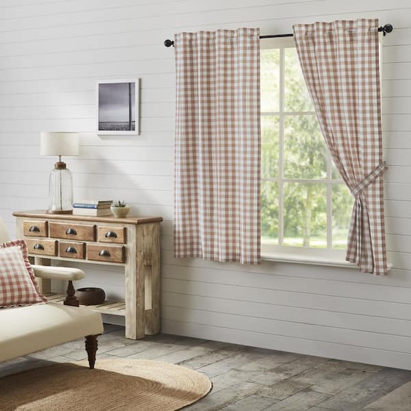 Farmhouse Living Buffalo Check Kitchen Tier Window Curtain Set of 2 - 30 x  36 - Gray/White - Elrene Home Fashions