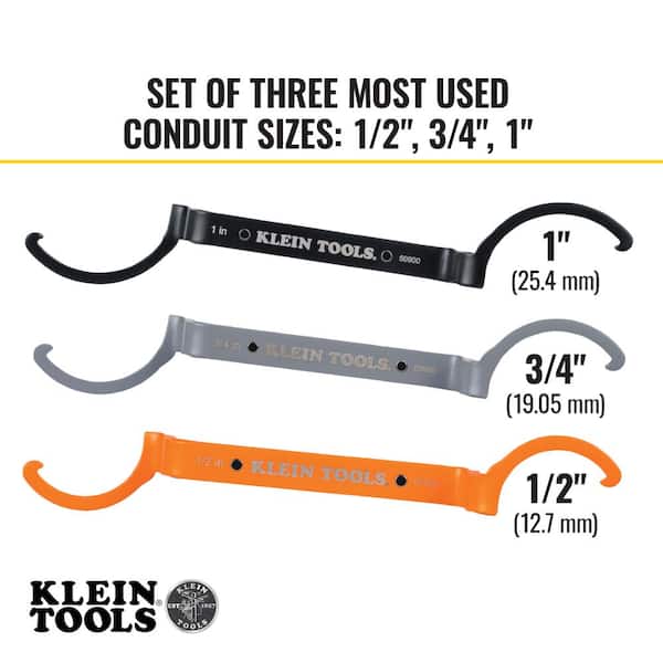 Klein Tools Offset Locknut Wrench Tool Set 3-Piece 50900R - The