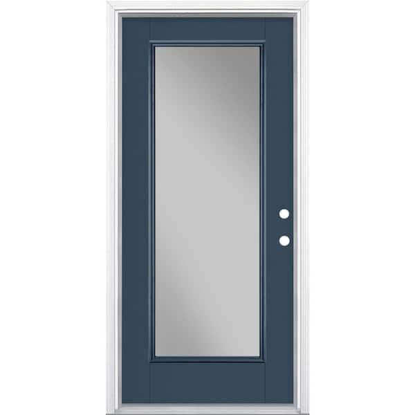 Masonite 36 in. x 80 in. Full Lite Left Hand Inswing Painted Smooth Fiberglass Prehung Front Door w/ Brickmold, Vinyl Frame