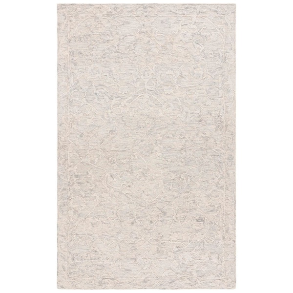 Abstract 6 ft. x 9 ft. Light Gray/Ivory Persian Area Rug