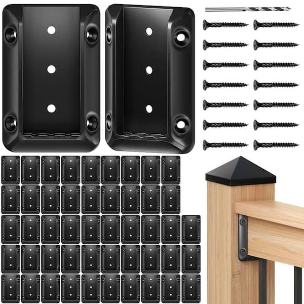 1.5 in H x .19 in. W 50-Pieces Deck Railing Bracket Connectors for 2 x 4 Wood Post with 350 Screws
