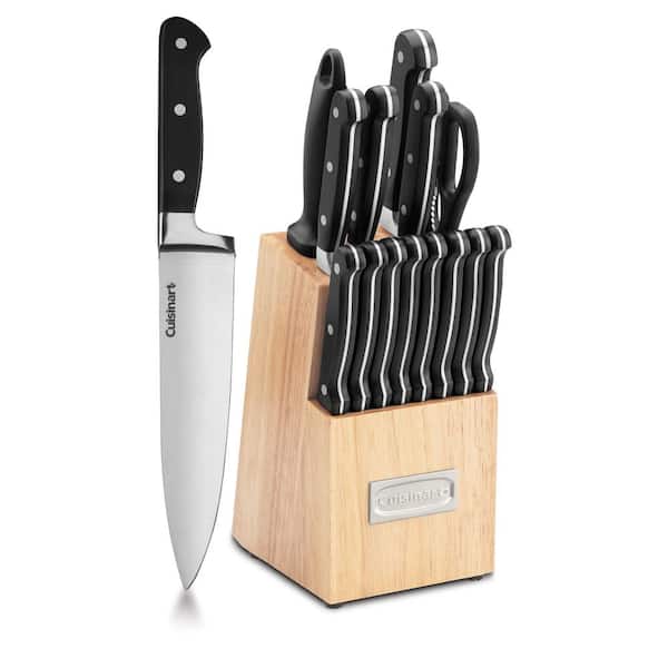 Cuisinart Triple Rivet 16-Piece Black Knife Set with Storage Block
