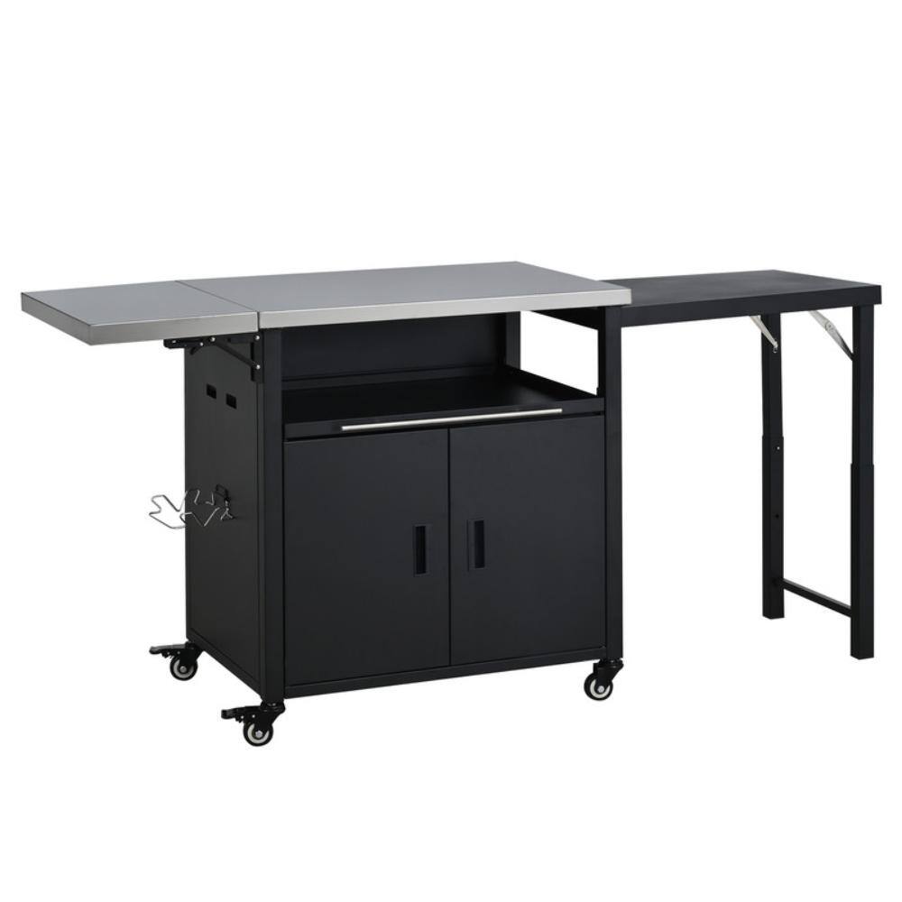 73.8 in. Foldable Outdoor Kitchen Island Grill Cart with Dual Tops & Storage, Black price history on PriceWatchPro