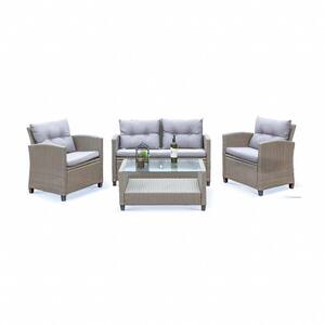 Versailles 4-piece Wicker Patio Conversation Set with Brown Cushions