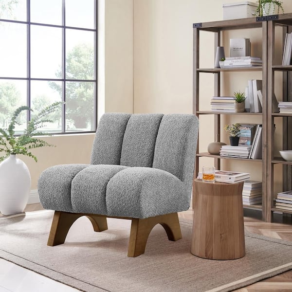 Art Leon COZY Light Gray Fabric Accent Slipper Chair with
