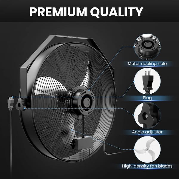 Aoibox InfiniPower 18 in. High Velocity Wall Mount Fan with Rack 