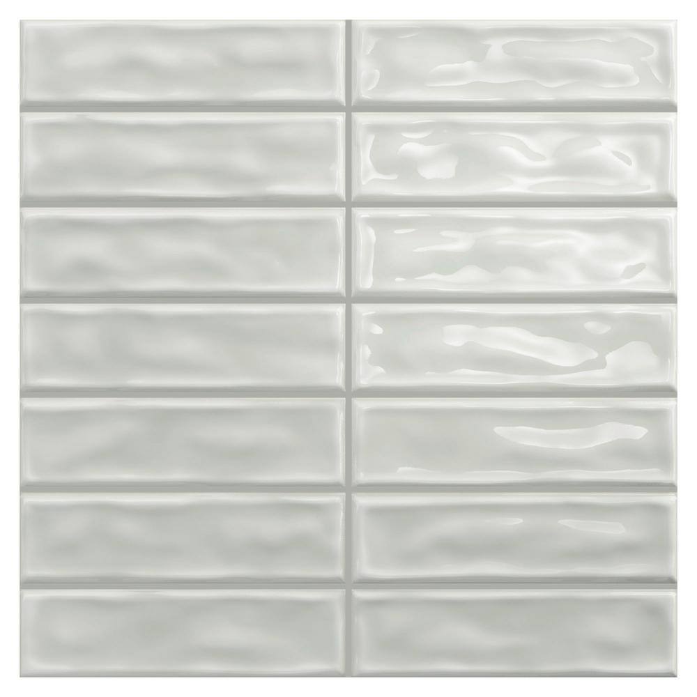 Lineas 8"x 8" White Glossy Ceramic Wall Tile