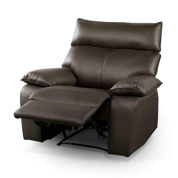 Fairmont 41.5 in. Leather Power Recliner in Brown with Pillow Top Arms