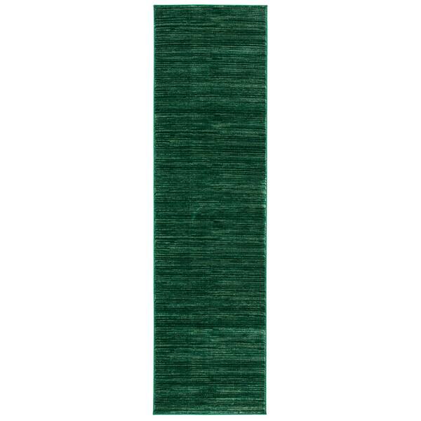 Vision 2 ft. x 10 ft. Dark Green Striated Runner Rug