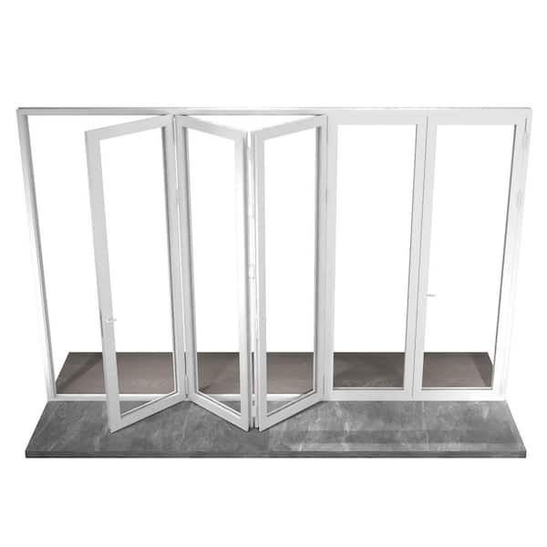 168 in. x 80 in. Left Swing/Outswing White Aluminum Folding Patio Door