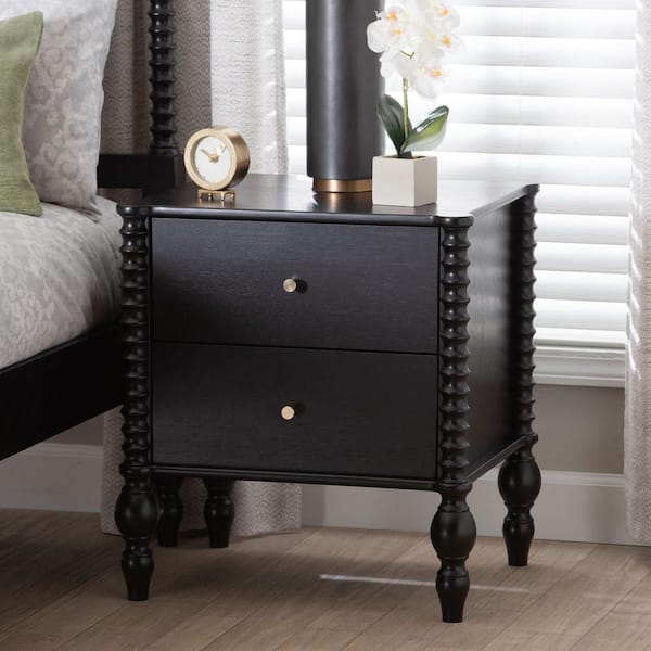 Callison Black 2-Drawer Nightstand