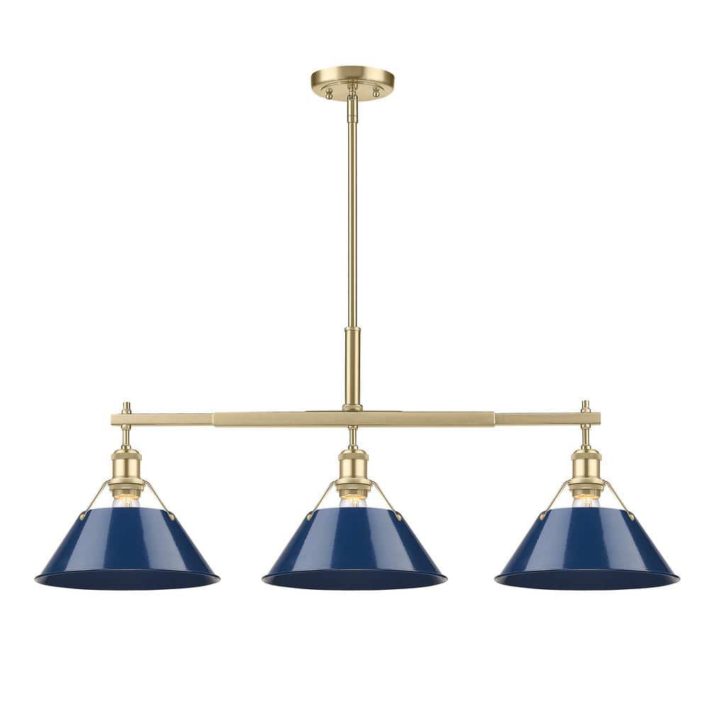 Orwell 100-Watt 3-Light Brushed Champagne Bronze and Matte Navy Linear Pendant Light price history on PriceWatchPro
