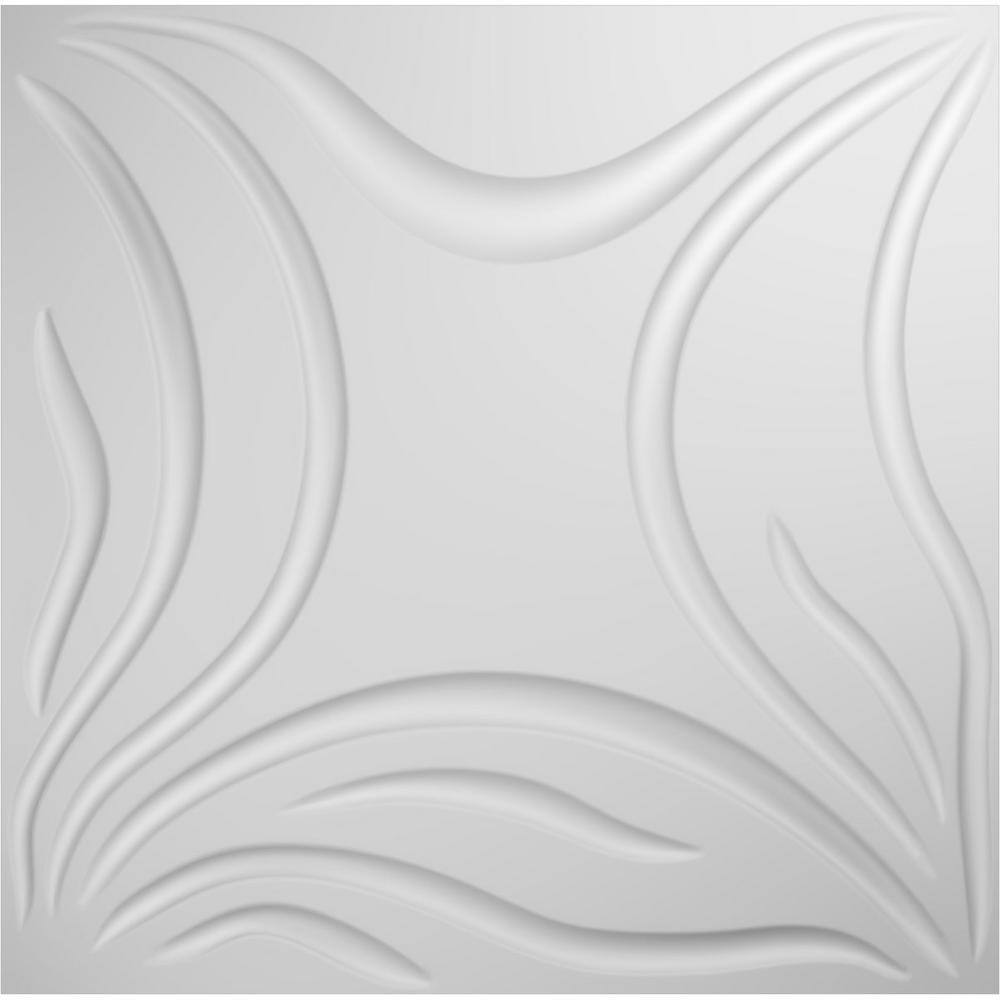 White Textured 3D PVC Wall Panels, 19.63" x 19.63", 50-Pack